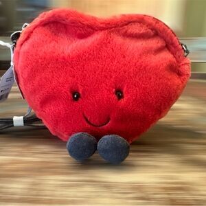 Jellycat Amuseable Heart Bag Red Plush Crossbody NWT.